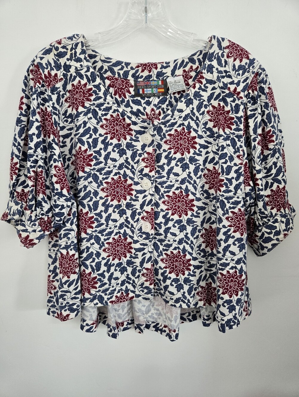 Paris Sport Club World Wide vintage flowy floral blouse. Size Medium.